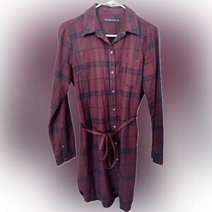 Abercrombie & Fitch Long Sleeve Plaid Dress - Burgundy and Black